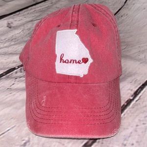 Home Free Georgia State Home Distressed Red Baseball Cap Excellent Condition